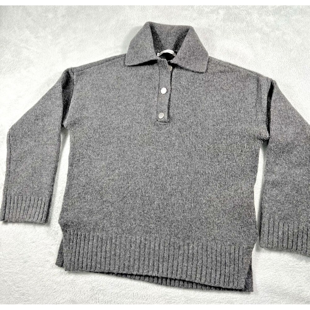 Ambercrombie Fitch Womens Button Collared Sweatshirt XS Gray Long Sleeve